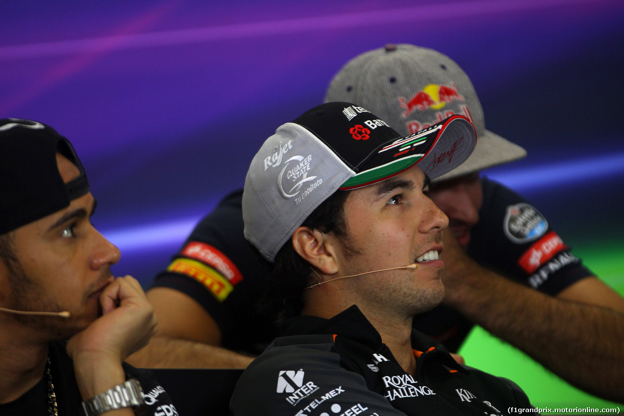 GP MESSICO, 29.10.2015 - Conferenza Stampa, Sergio Perez (MEX) Sahara Force India F1 VJM08