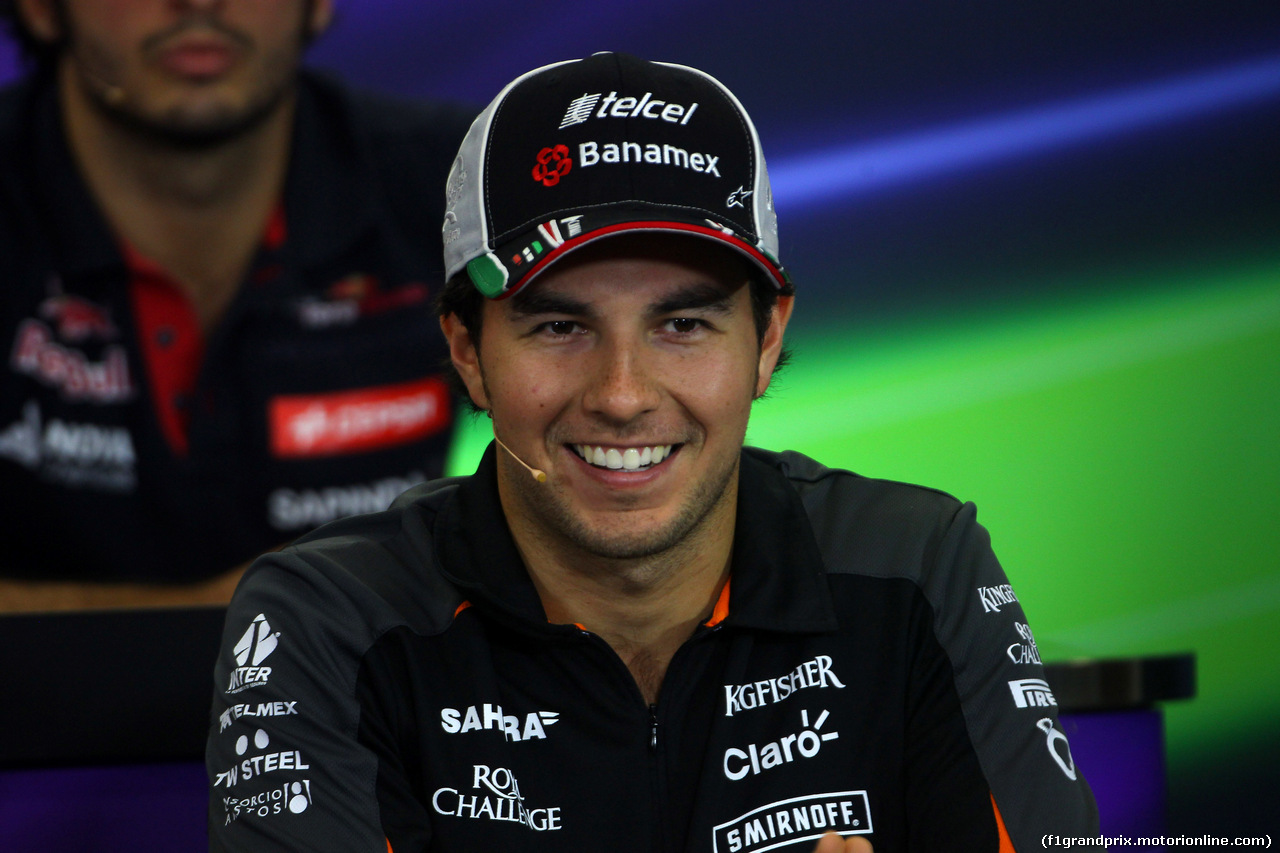 GP MESSICO, 29.10.2015 - Conferenza Stampa, Sergio Perez (MEX) Sahara Force India F1 VJM08