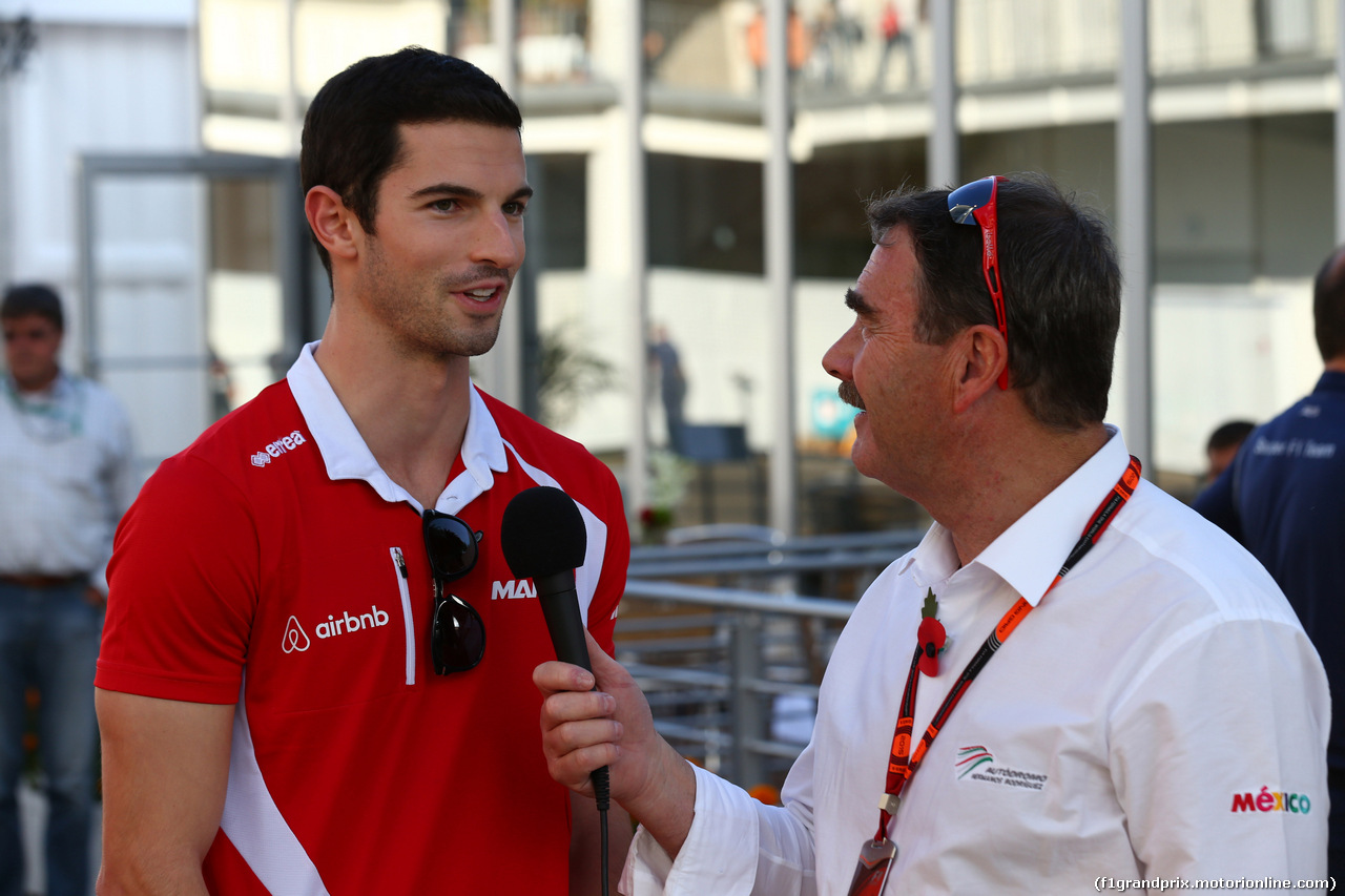 GP MESSICO, 29.10.2015 - Alexander Rossi (USA) Manor Marussia F1 Team e Nigel Mansell (GBR)