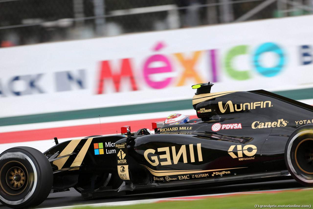 GP MESSICO, 31.10.2015- Prove Libere 3, Pastor Maldonado (VEN) Lotus F1 Team E23