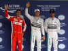 GP MESSICO, 31.10.2015- Qualifiche, terzo Sebastian Vettel (GER) Ferrari SF15-T, Nico Rosberg (GER) Mercedes AMG F1 W06 pole position e secondo Lewis Hamilton (GBR) Mercedes AMG F1 W06
