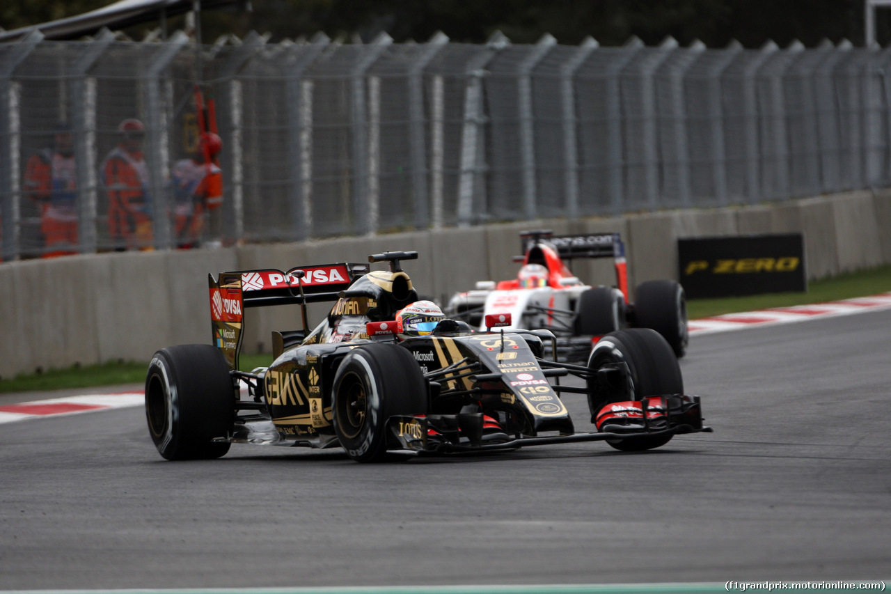 GP MESSICO, 30.10.2015 - Prove Libere 2, Romain Grosjean (FRA) Lotus F1 Team E23 e William Stevens (GBR) Manor Marussia F1 Team