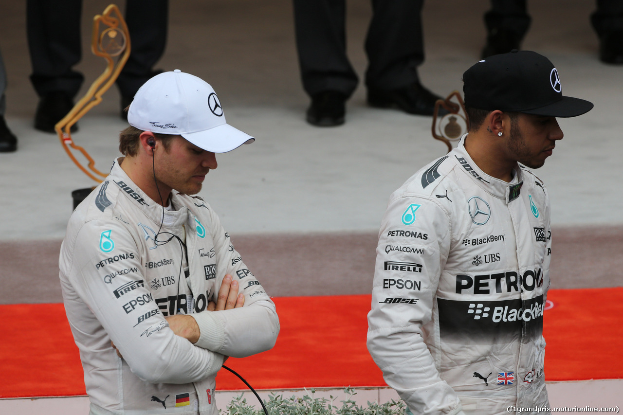 GP MONACO, 24.05.2015- Lewis Hamilton (GBR) Mercedes AMG F1 W06  e Nico Rosberg (GER) Mercedes AMG F1 W06