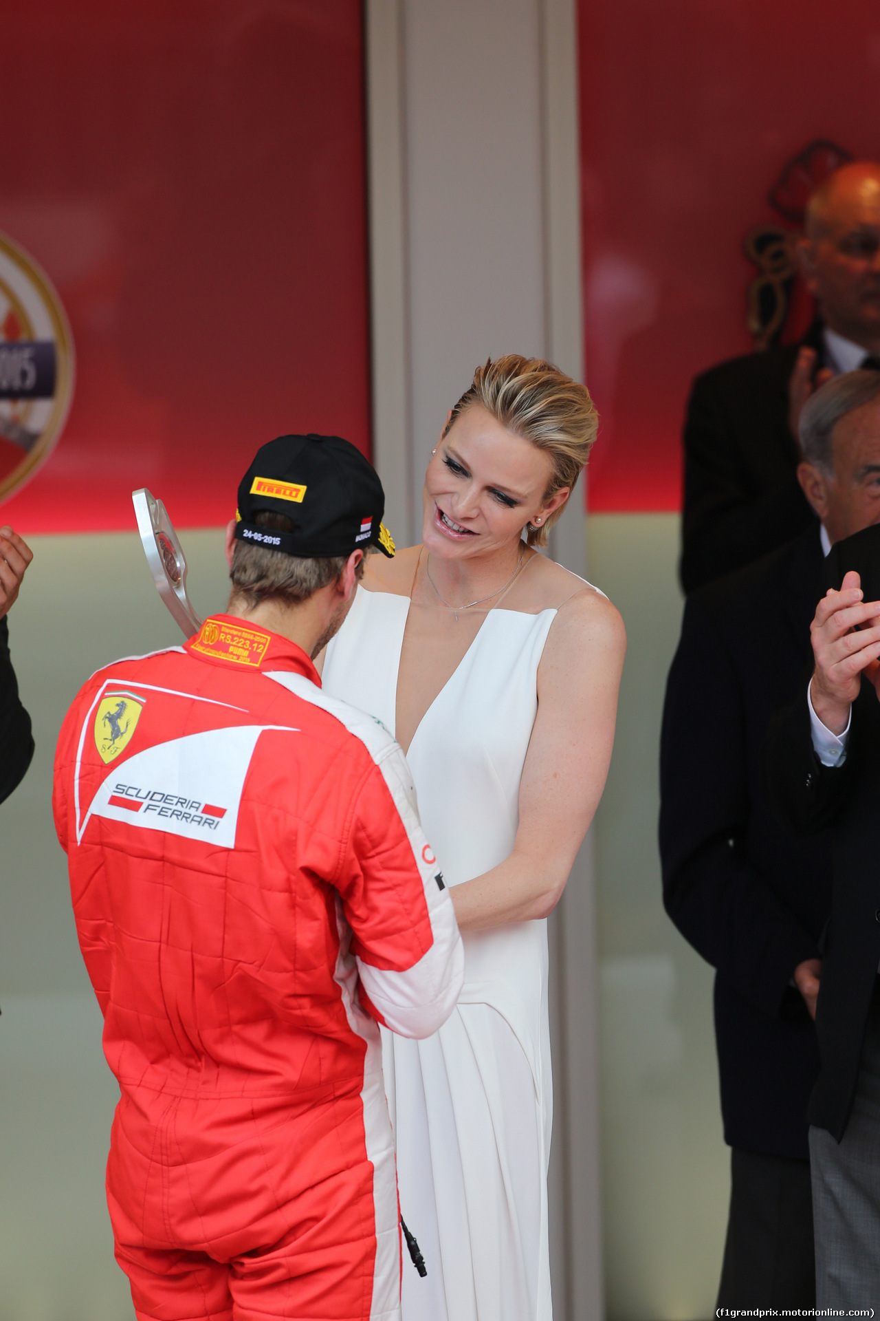 GP MONACO, 24.05.2015- Podium, Sebastian Vettel (GER) Ferrari SF15-T e Charlène Lynette Wittstock (ZBW) wife of HSH Prince Albert of Monaco (MON)