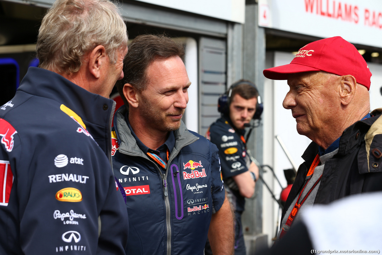 GP MONACO, 21.05.2015- Prove Libere 1,  Christian Horner (GBR), Red Bull Racing, Sporting Director  e Niki Lauda (AUT) Mercedes Non-Executive Chairman