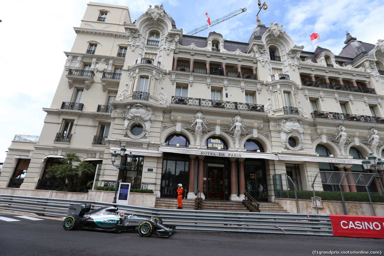 GP MONACO, 21.05.2015- Prove Libere 1, Lewis Hamilton (GBR) Mercedes AMG F1 W06
