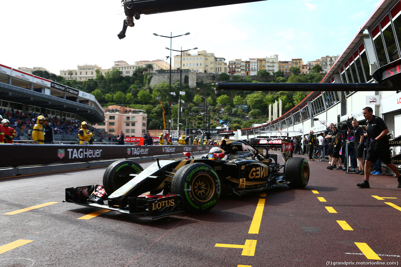GP MONACO, 21.05.2015- Prove Libere 1, Romain Grosjean (FRA) Lotus F1 Team E23