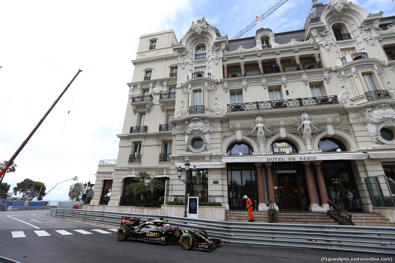 GP MONACO, 21.05.2015- Prove Libere 1, Romain Grosjean (FRA) Lotus F1 Team E23