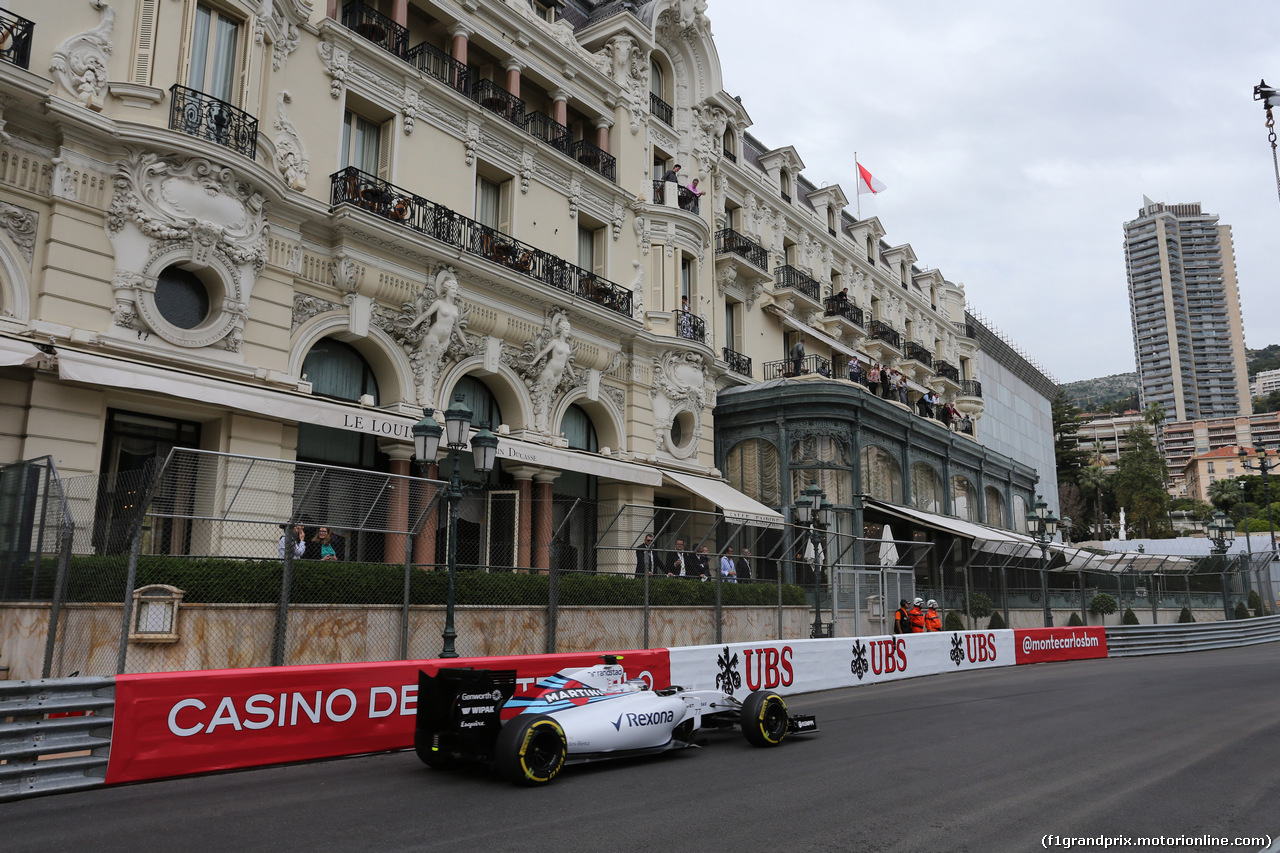 GP MONACO, 21.05.2015- Prove Libere 1, Felipe Massa (BRA) Williams F1 Team FW37