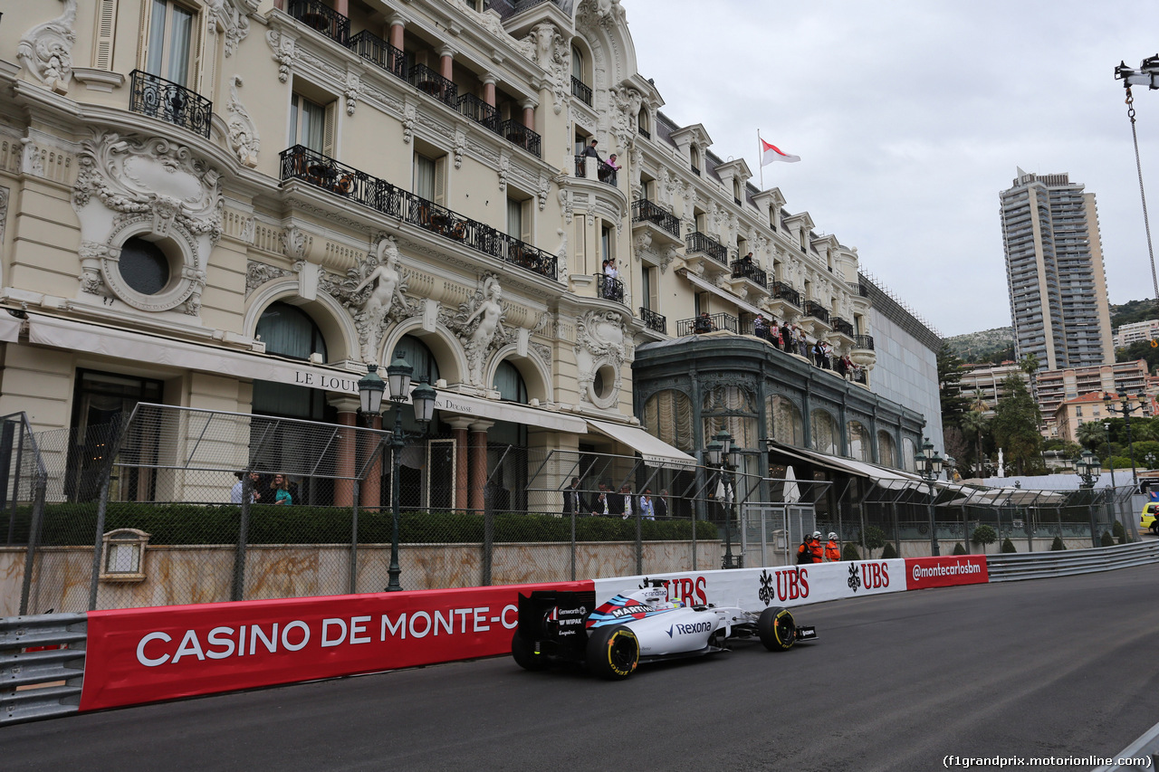 GP MONACO, 21.05.2015- Prove Libere 1, Felipe Massa (BRA) Williams F1 Team FW37