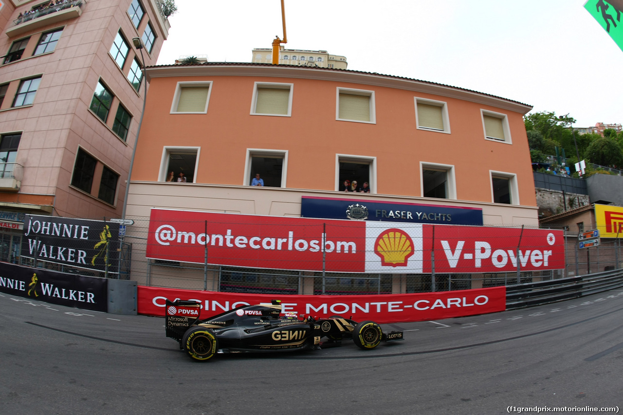 GP MONACO, 23.05.2015- Prove Libere 3, Pastor Maldonado (VEN) Lotus F1 Team E23