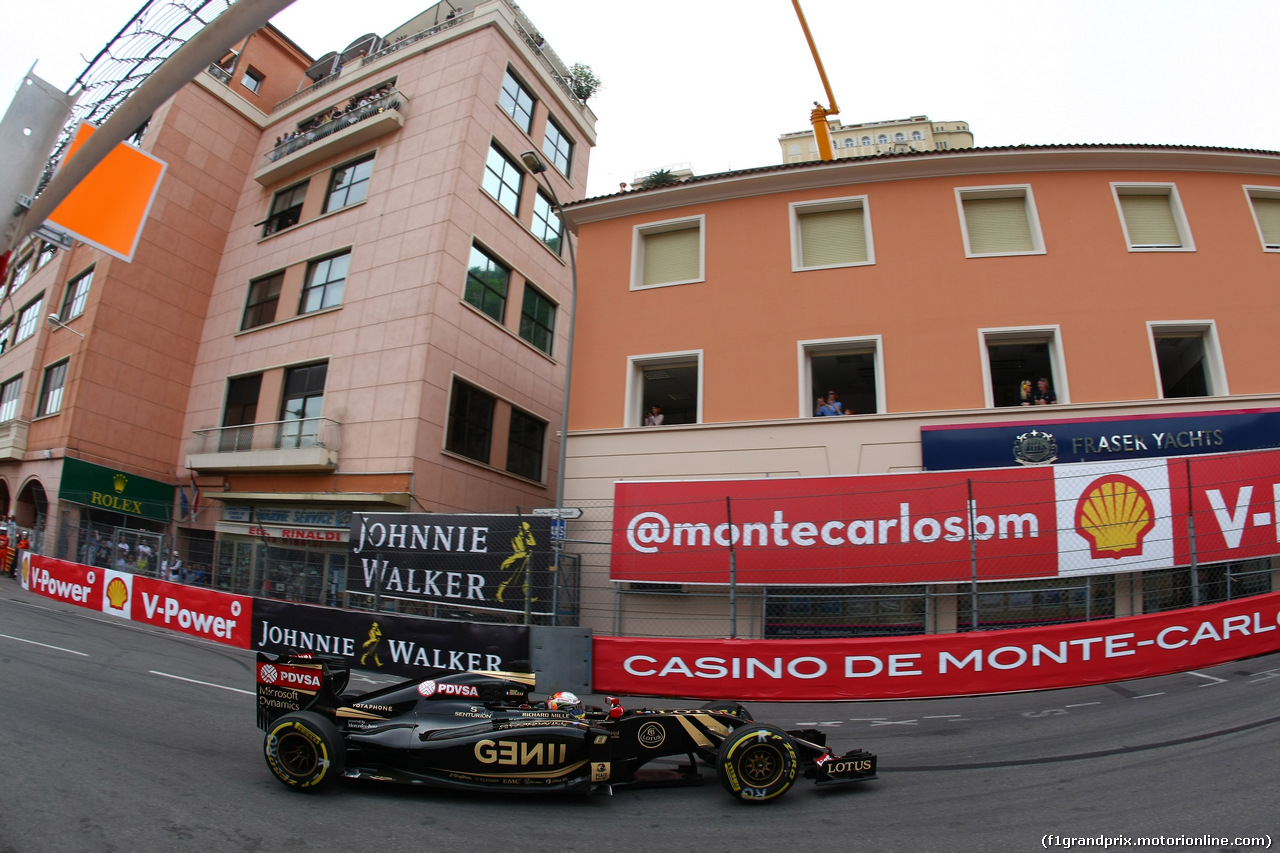GP MONACO, 23.05.2015- Prove Libere 3, Romain Grosjean (FRA) Lotus F1 Team E23