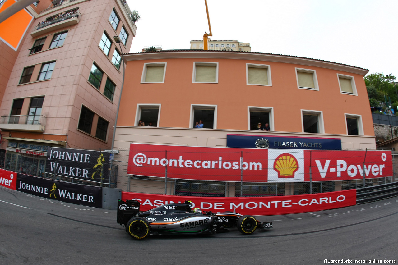 GP MONACO, 23.05.2015- Prove Libere 3, Sergio Perez (MEX) Sahara Force India F1 Team VJM08