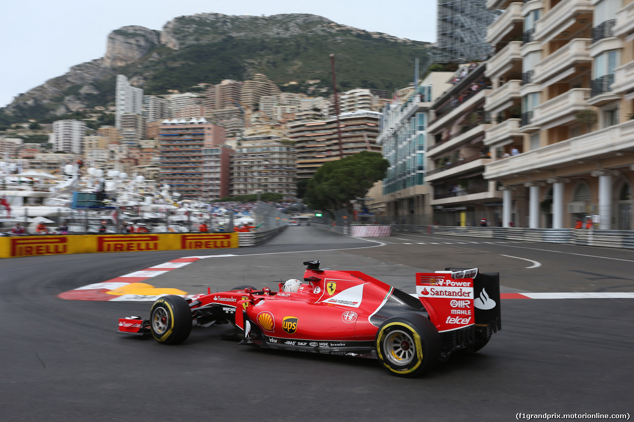 GP MONACO, 23.05.2015- Prove Libere 3, Sebastian Vettel (GER) Ferrari SF15-T