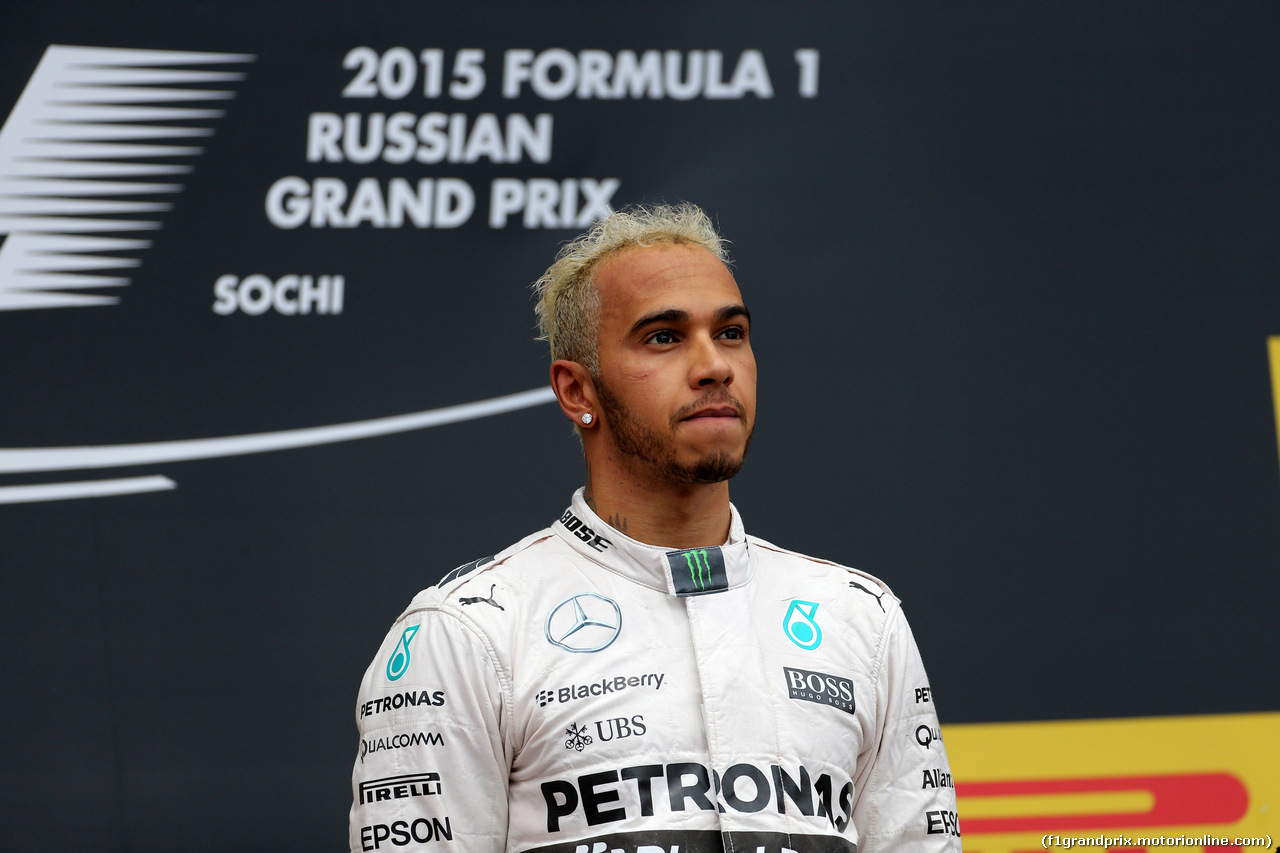 GP RUSSIA, 11.10.2015 - Gara, Lewis Hamilton (GBR) Mercedes AMG F1 W06 vincitore