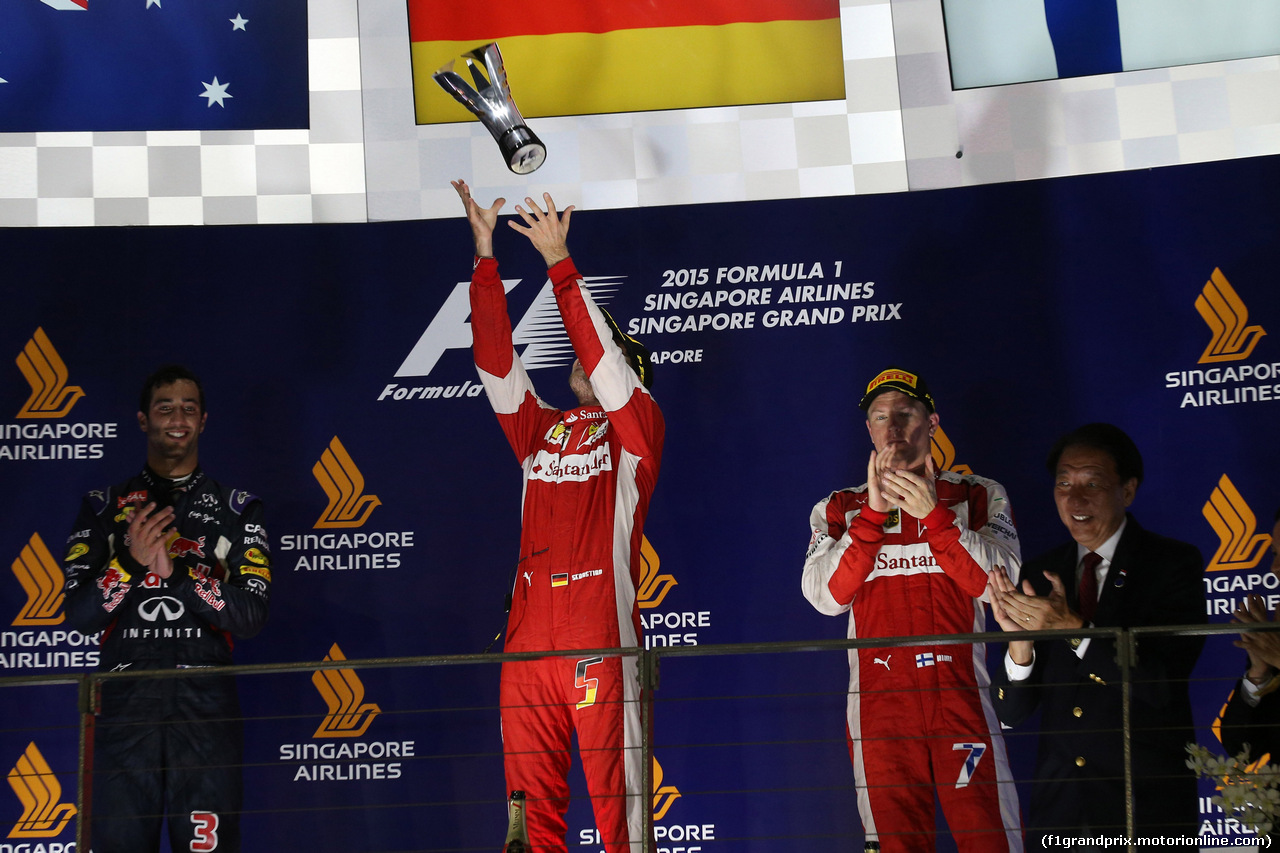 GP SINGAPORE, 20.09.2015 - Gara, Sebastian Vettel (GER) Ferrari SF15-T vincitore