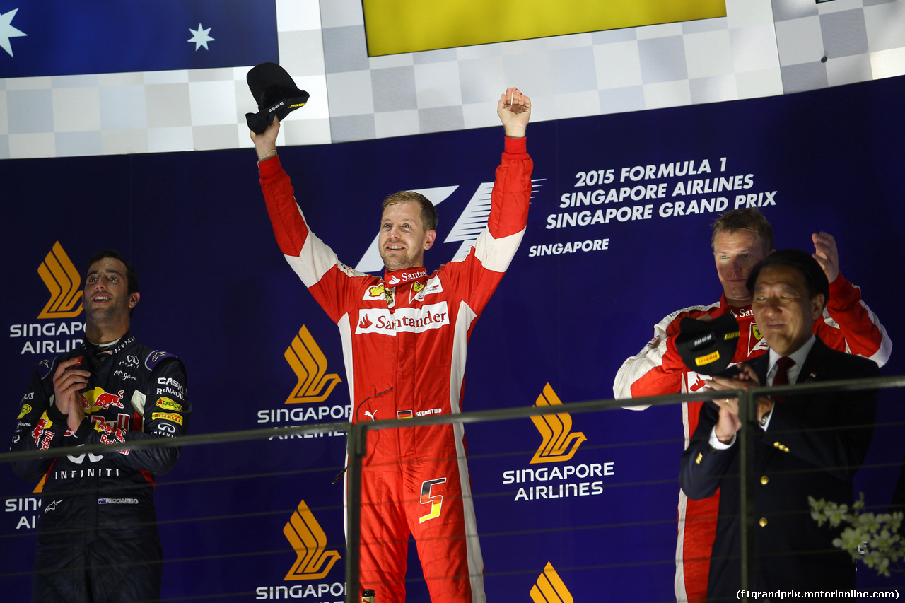 GP SINGAPORE, 20.09.2015 - Gara, Sebastian Vettel (GER) Ferrari SF15-T vincitore