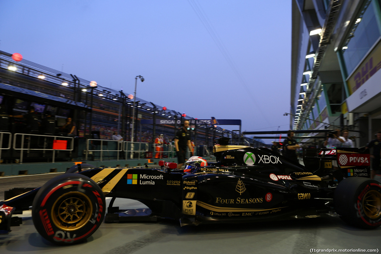 GP SINGAPORE, 19.09.2015 - Prove Libere 3, Romain Grosjean (FRA) Lotus F1 Team E23