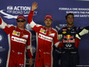 GP SINGAPORE, 19.09.2015 - Qualifiche, (L-R) terzo Kimi Raikkonen (FIN) Ferrari SF15-T, Sebastian Vettel (GER) Ferrari SF15-T pole position e secondo Daniel Ricciardo (AUS) Red Bull Racing RB11