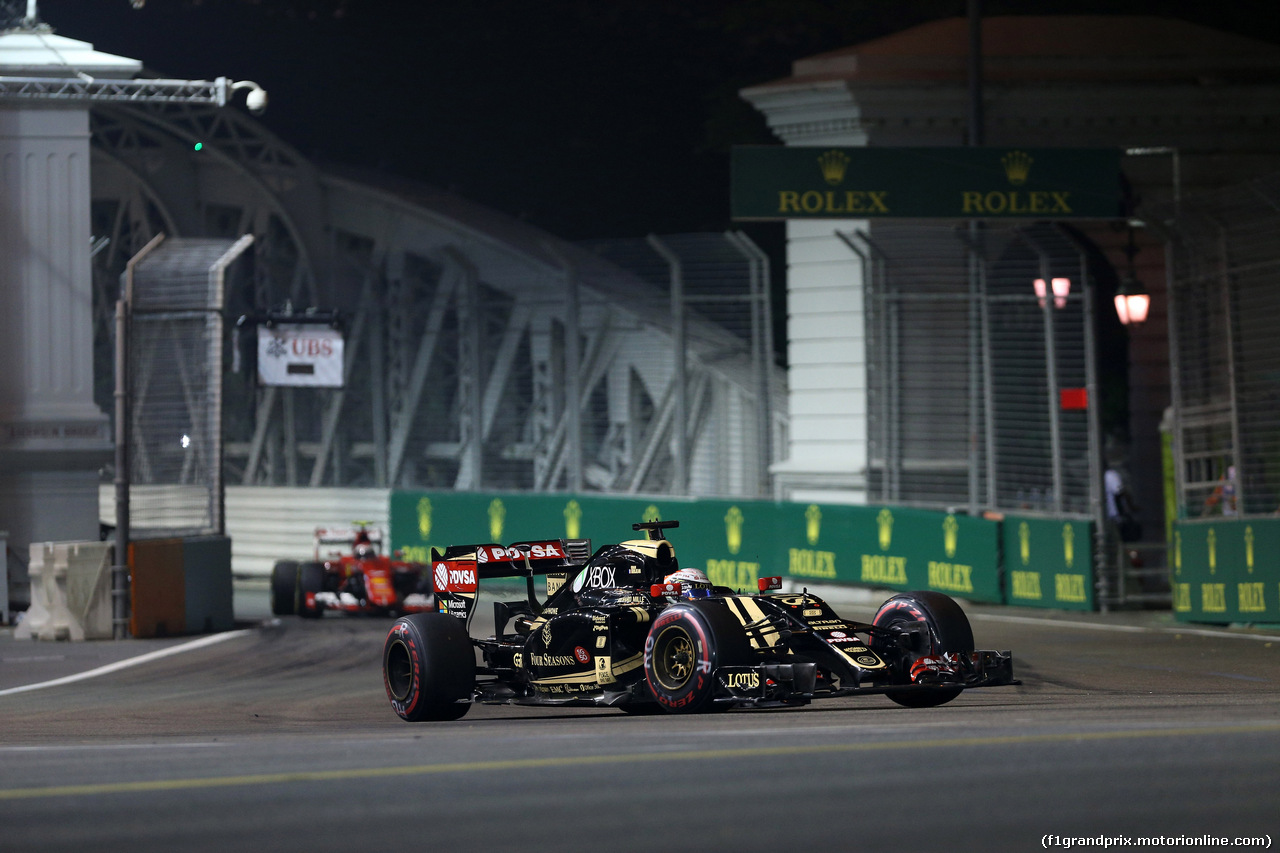 GP SINGAPORE, 18.09.2015 - Prove Libere 2, Romain Grosjean (FRA) Lotus F1 Team E23