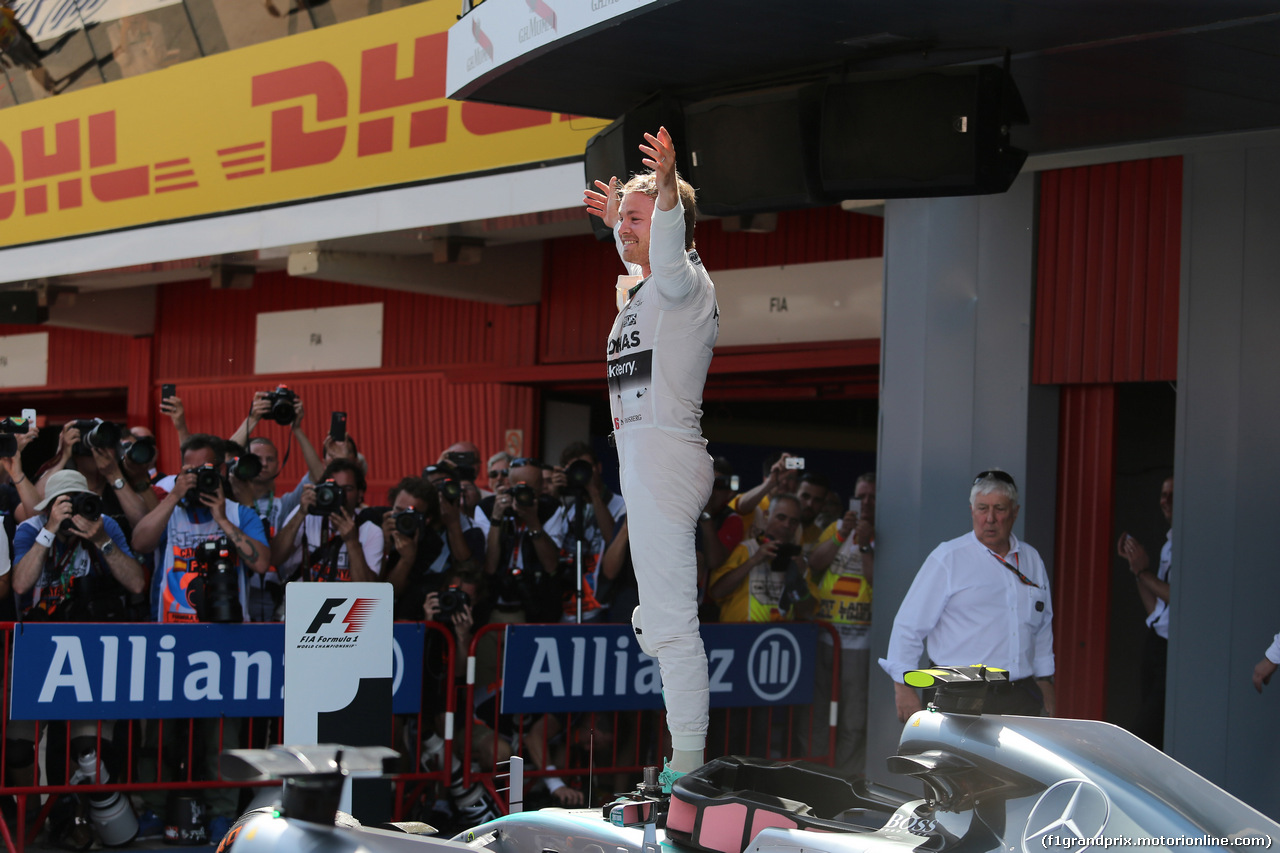 GP SPAGNA, 10.05.2015- celebration in parc fermee winner Nico Rosberg (GER) Mercedes AMG F1 W06