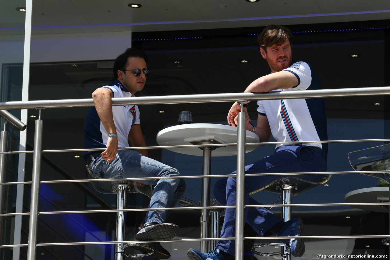 GP SPAGNA, 07.05.2015- Felipe Massa (BRA) Williams F1 Team FW37  e Rob Smedley (GBR) Williams Martini Racing Engineer