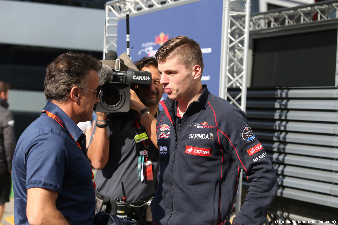 GP SPAGNA, 09.05.2015- Max Verstappen (NED) Scuderia Toro Rosso STR10 e Jean Alesi (FRA)
