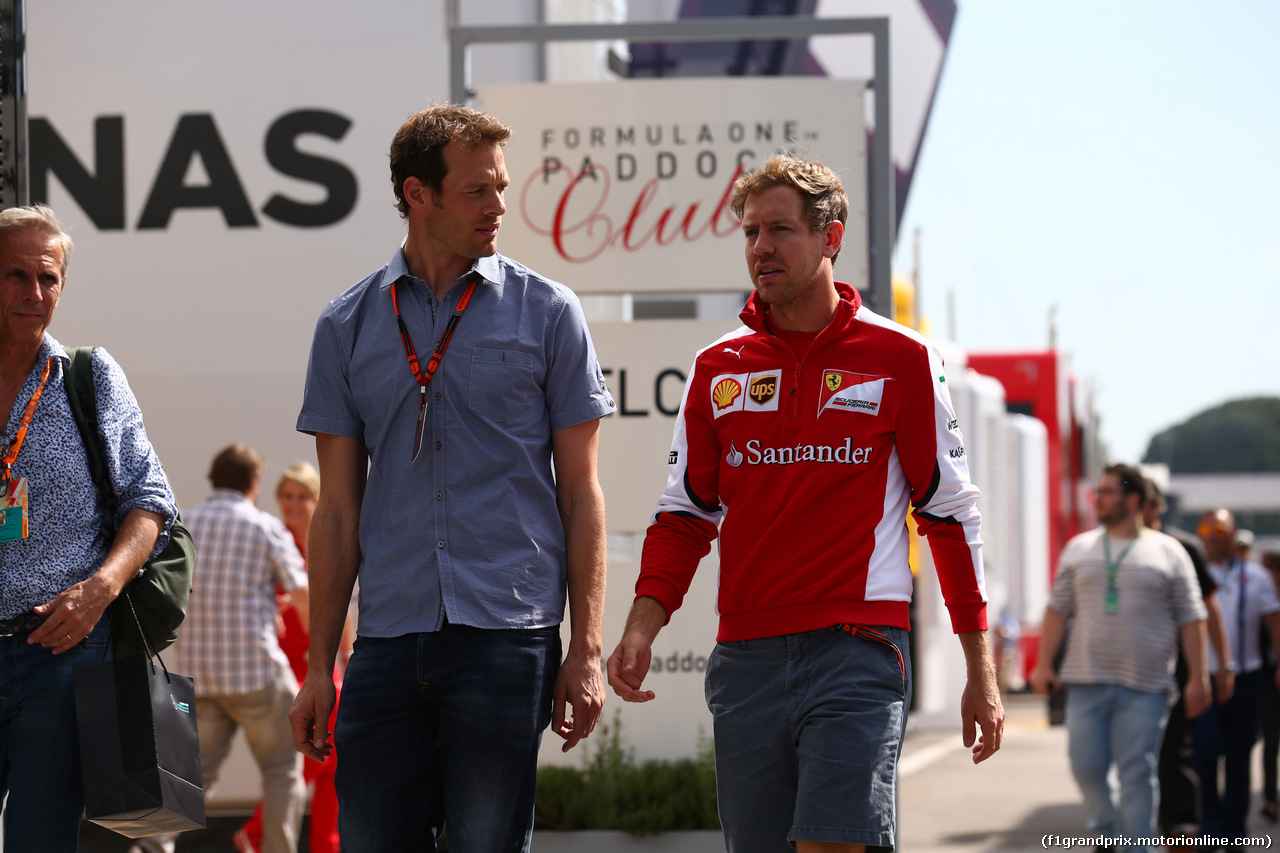 GP SPAGNA, 08.02.2015- Sebastian Vettel (GER) Ferrari SF15-T e Alex Wurz (AUS)