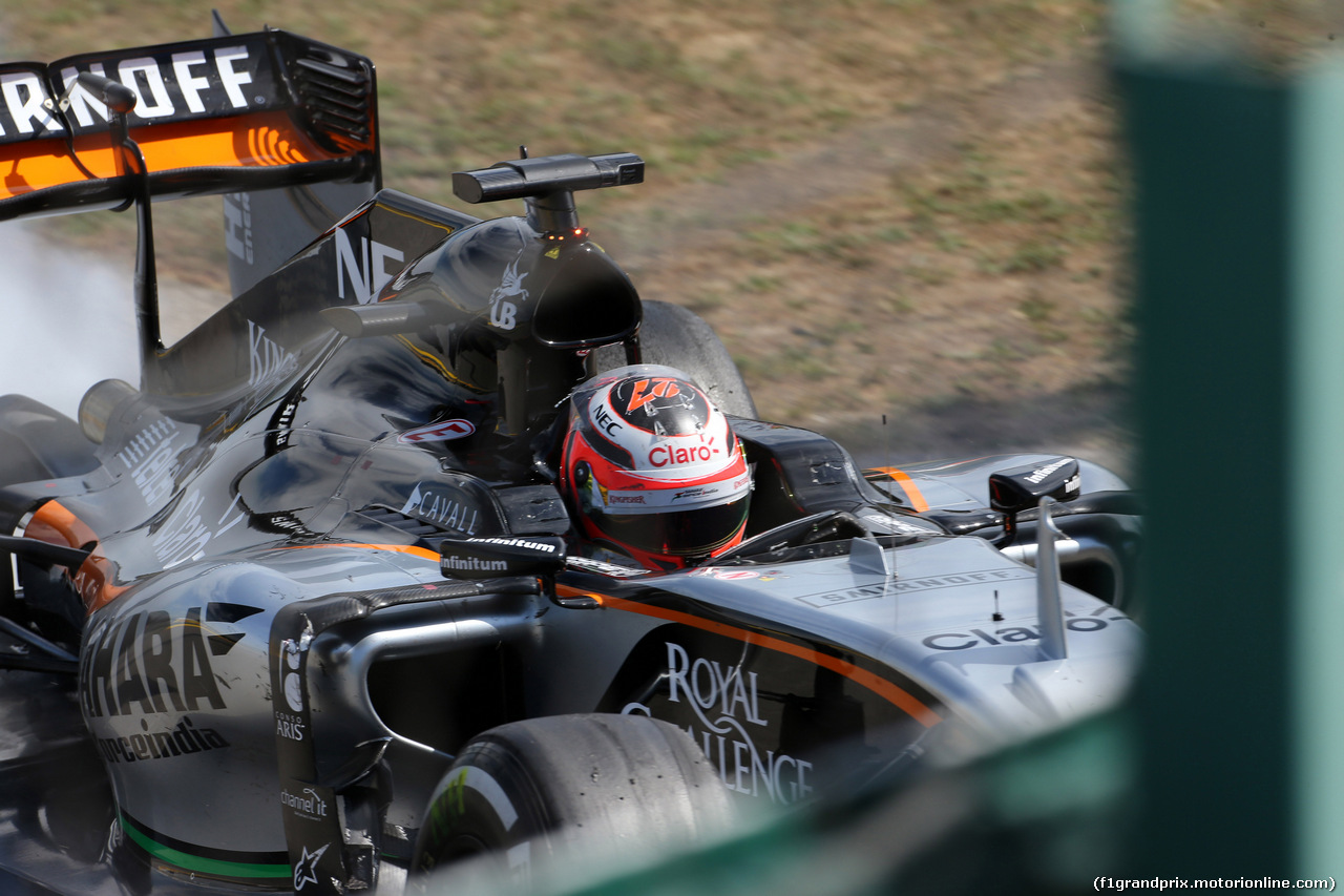 GP UNGHERIA, 26.07.2015 - Gara, Crash, Nico Hulkenberg (GER) Sahara Force India F1 VJM08