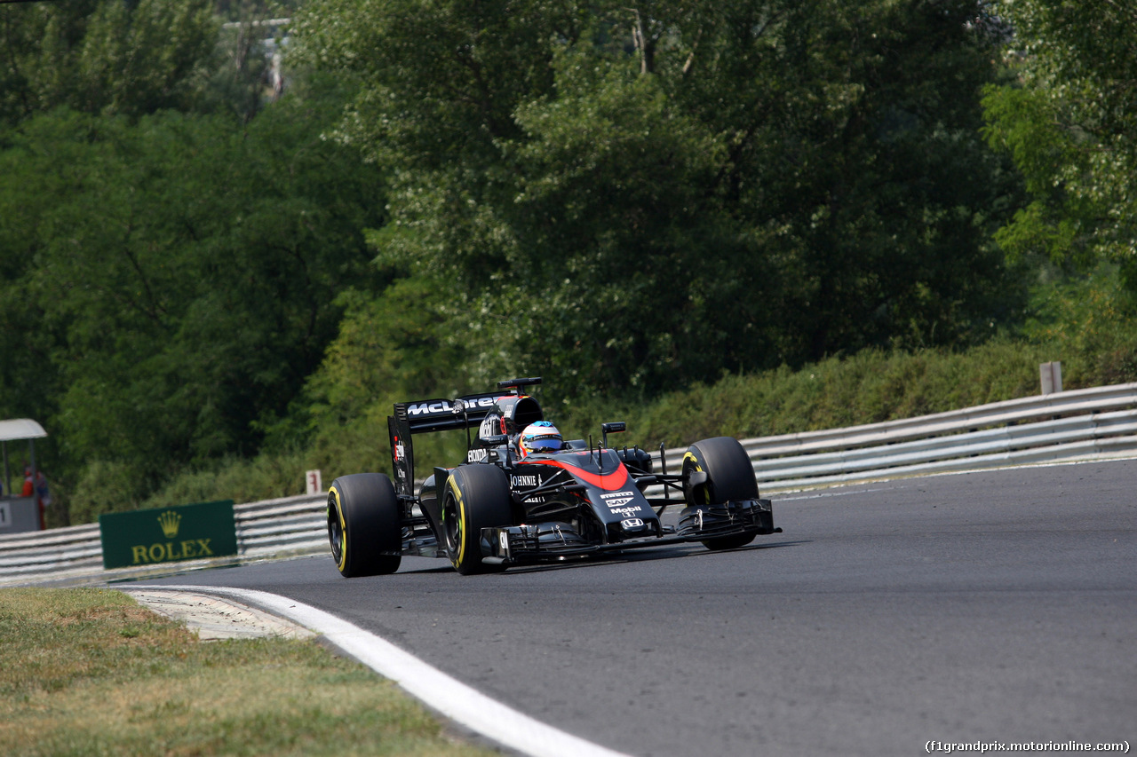 GP UNGHERIA, 25.07.2015 - Prove Libere 3, Fernando Alonso (ESP) McLaren Honda MP4-30