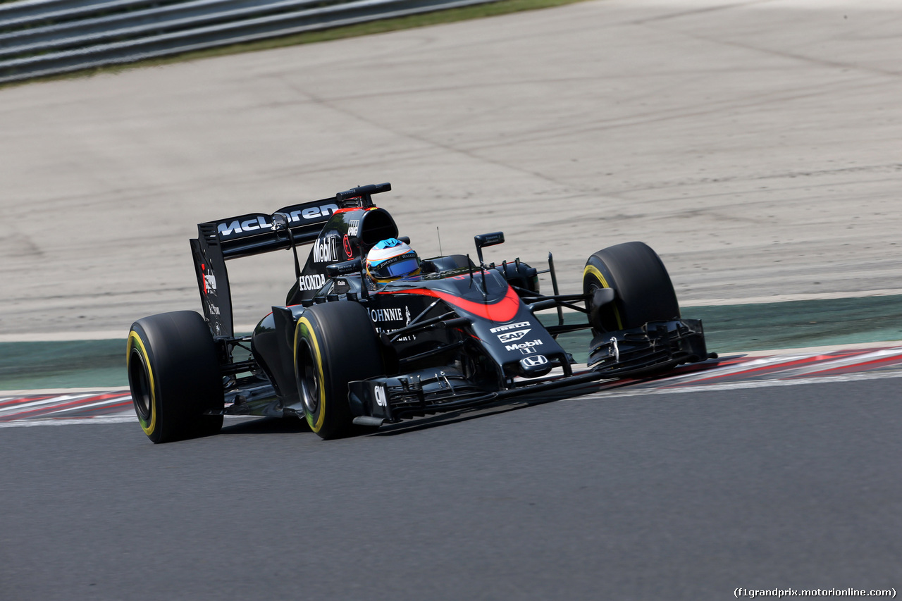 GP UNGHERIA, 25.07.2015 - Prove Libere 3, Fernando Alonso (ESP) McLaren Honda MP4-30