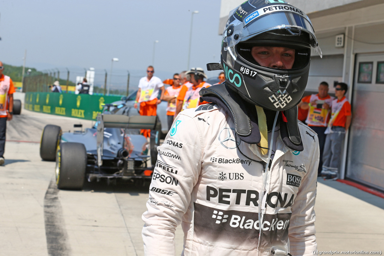 GP UNGHERIA, 25.07.2015 - Prove Libere 3, Nico Rosberg (GER) Mercedes AMG F1 W06, stopped in the pit lane