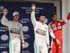 GP UNGHERIA, 25.07.2015 - Qualifiche, 1st position Lewis Hamilton (GBR) Mercedes AMG F1 W06, secondo Nico Rosberg (GER) Mercedes AMG F1 W06 e terzo Sebastian Vettel (GER) Ferrari SF15-T