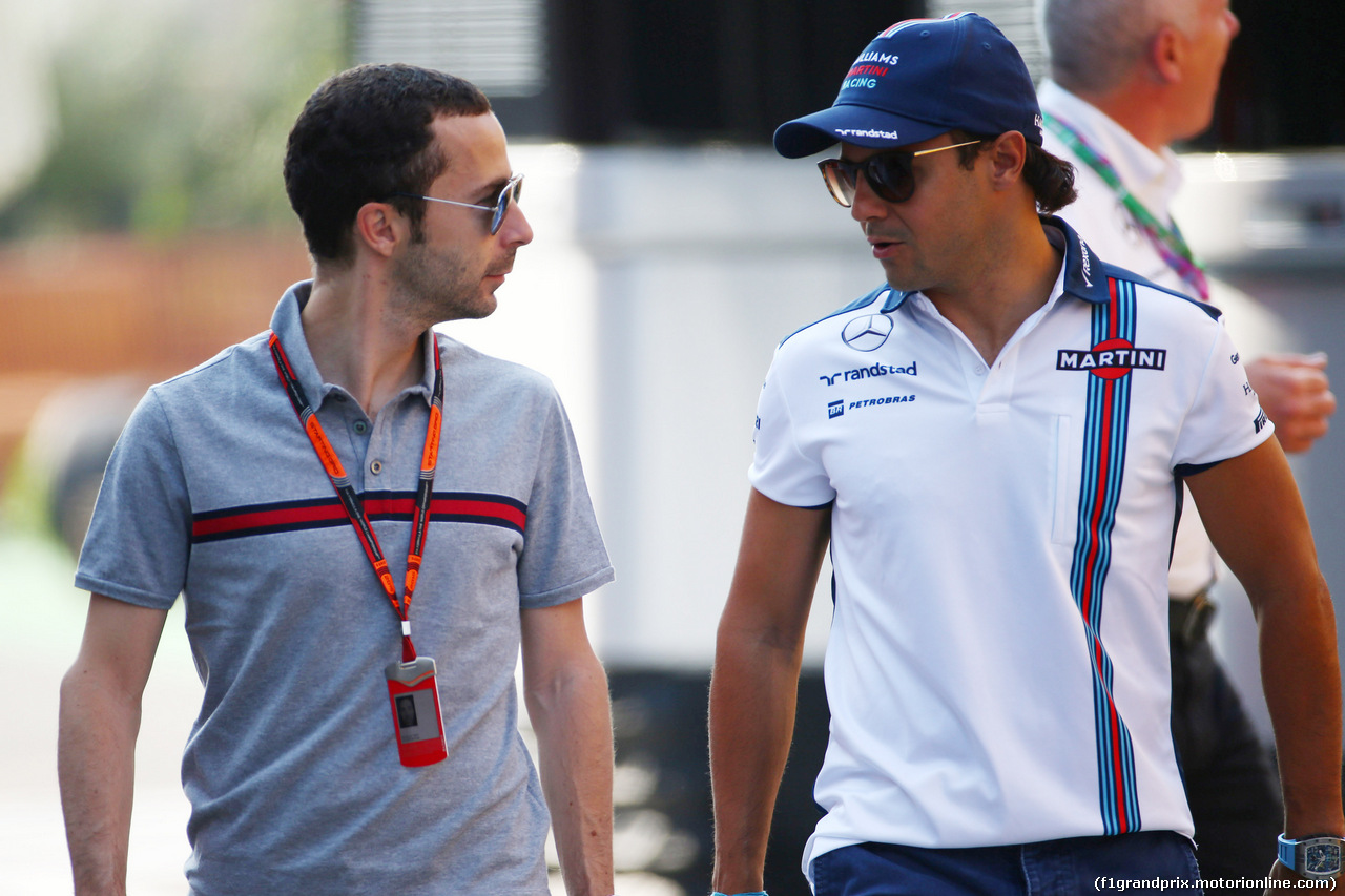 GP UNGHERIA, 24.07.2015 - Nicola Todt (FRA), Manager di Felipe Massa e Felipe Massa (BRA) Williams F1 Team FW37