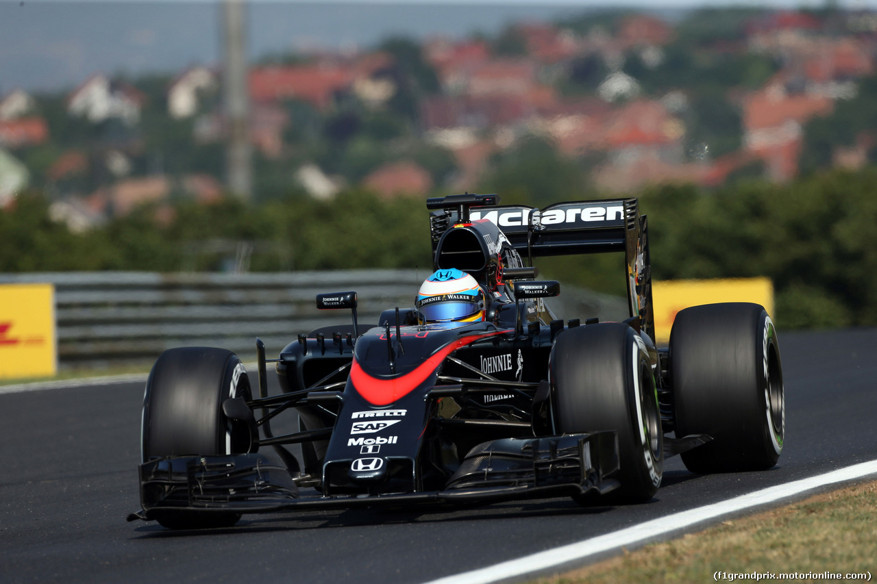 GP UNGHERIA, 24.07.2015- Prove Libere 1, Fernando Alonso (ESP) McLaren Honda MP4-30