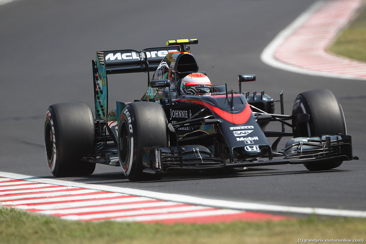 GP UNGHERIA, 24.07.2015- Prove Libere 2, Jenson Button (GBR)  McLaren Honda MP4-30.