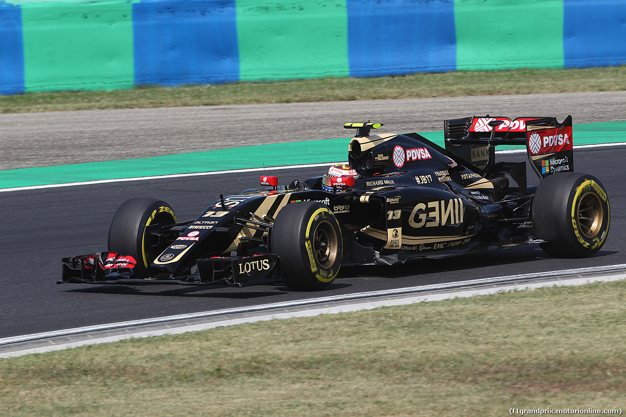 GP UNGHERIA, 24.07.2015- Prove Libere 2, Pastor Maldonado (VEN) Lotus F1 Team E23