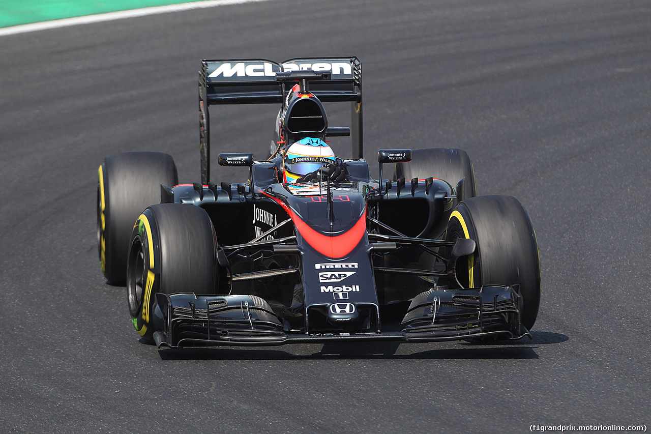 GP UNGHERIA, 24.07.2015- Prove Libere 2, Fernando Alonso (ESP) McLaren Honda MP4-30