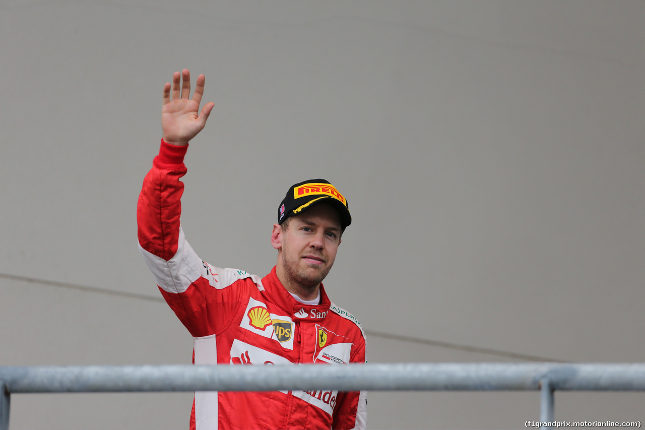 GP USA, 25.10.2015- Podium,  3rd Sebastian Vettel (GER) Ferrari SF15-T