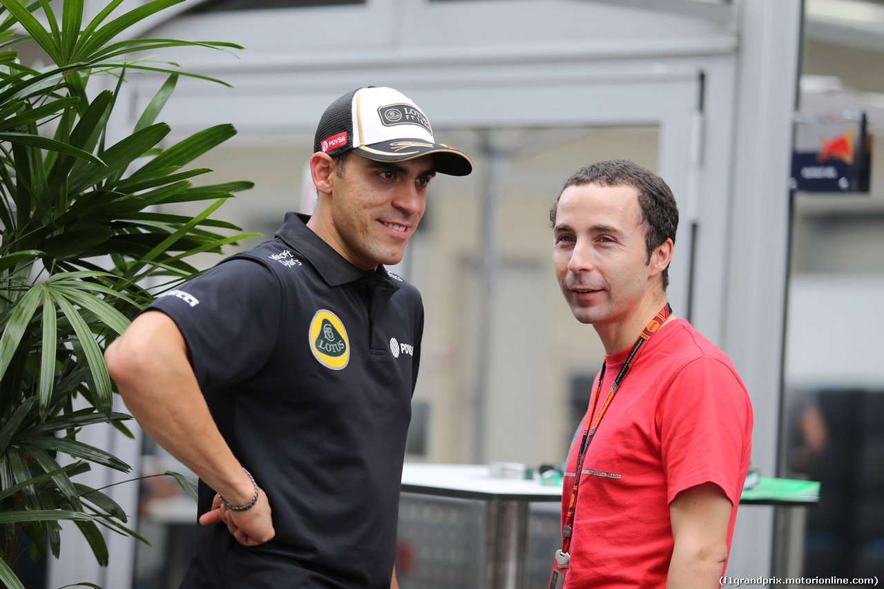 GP USA, 22.10.2015- Pastor Maldonado (VEN) Lotus F1 Team E23 e Nicolas Todt (FRA) drivers Manager