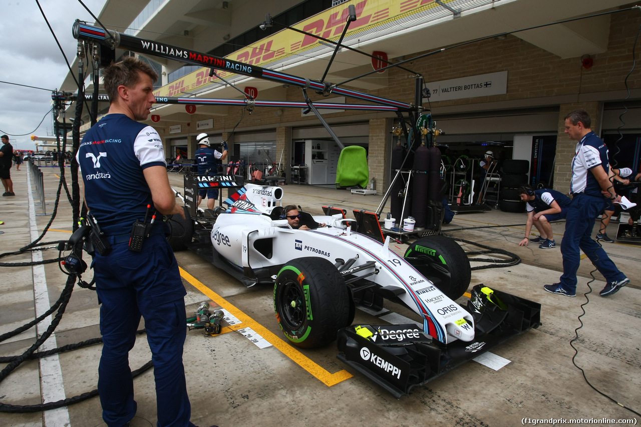 GP USA, 22.10.2015- Williams F1 Team FW37 pit stop practice