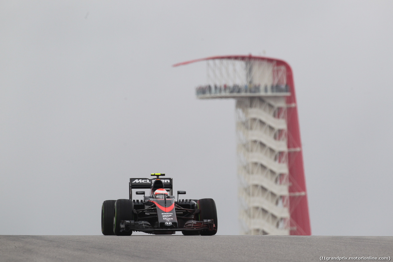 GP USA, 23.10.2015- Prove Libere 1, Jenson Button (GBR) McLaren Honda MP4-30