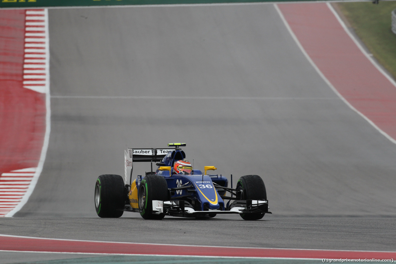 GP USA, 23.10.2015- Prove Libere 1, Raffaele Marciello (ITA) Sauber C34 developing e deserve driver