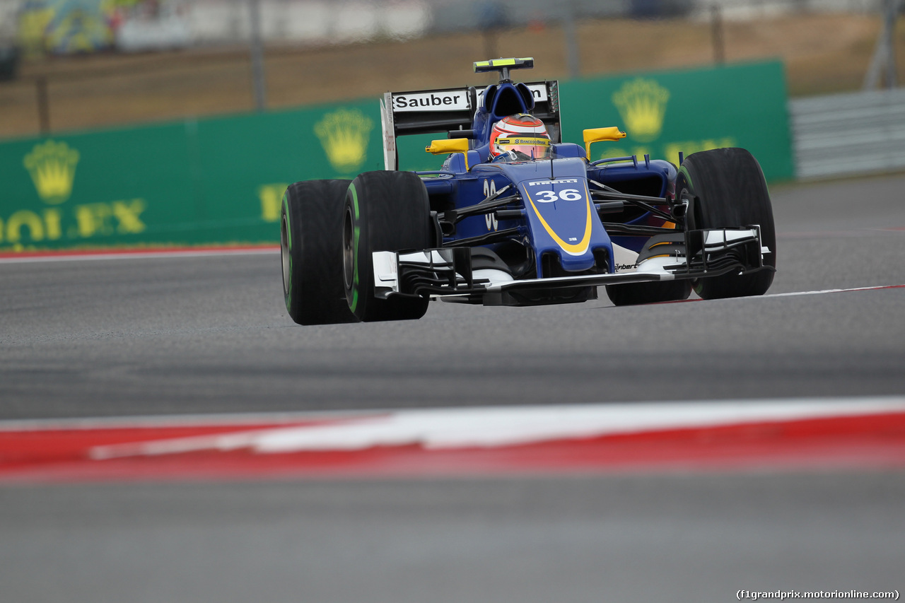 GP USA, 23.10.2015- Prove Libere 1, Raffaele Marciello (ITA) Sauber C34 developing e deserve driver