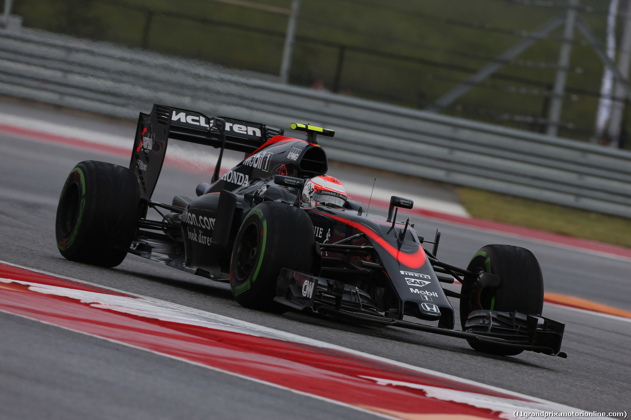 GP USA, 23.10.2015- Prove Libere 1, Jenson Button (GBR) McLaren Honda MP4-30