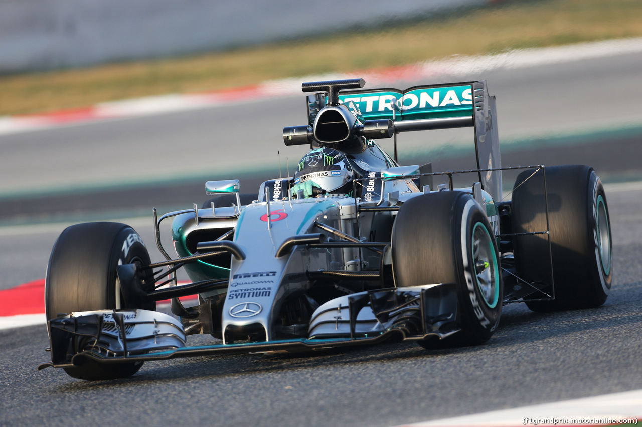 TEST F1 BARCELLONA 20 FEBBRAIO, Nico Rosberg (GER) Mercedes AMG F1 W06 running sensor equipment.
20.02.2015.