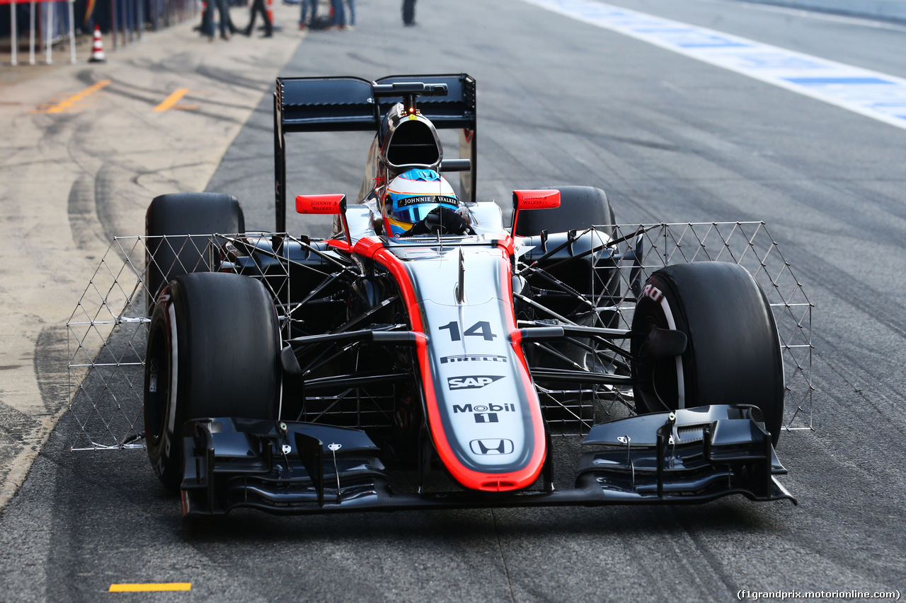 TEST F1 BARCELLONA 20 FEBBRAIO, Fernando Alonso (ESP) McLaren MP4-30 running sensor equipment.
20.02.2015.