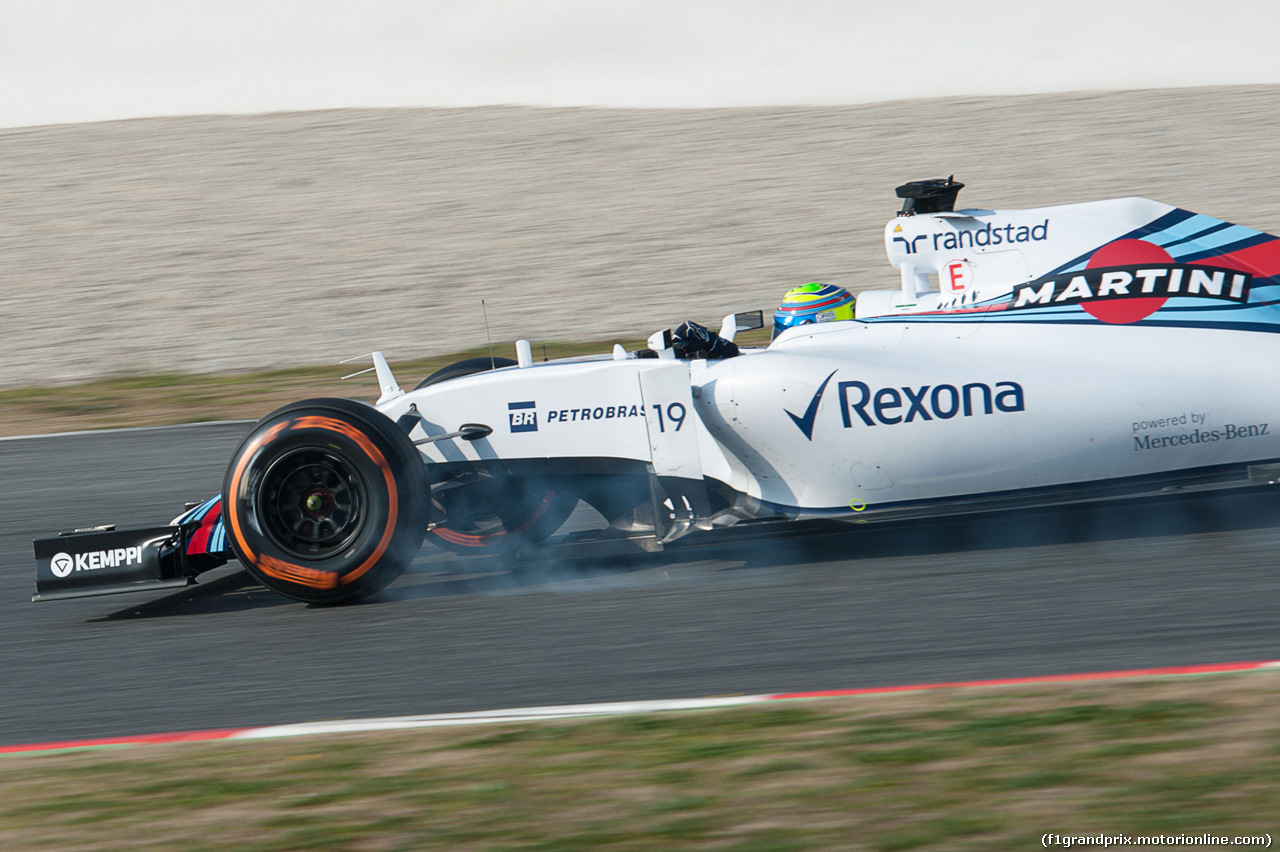 TEST F1 BARCELLONA 20 FEBBRAIO, Felipe Massa (BRA) Williams FW37 locks up under braking.
20.02.2015.
