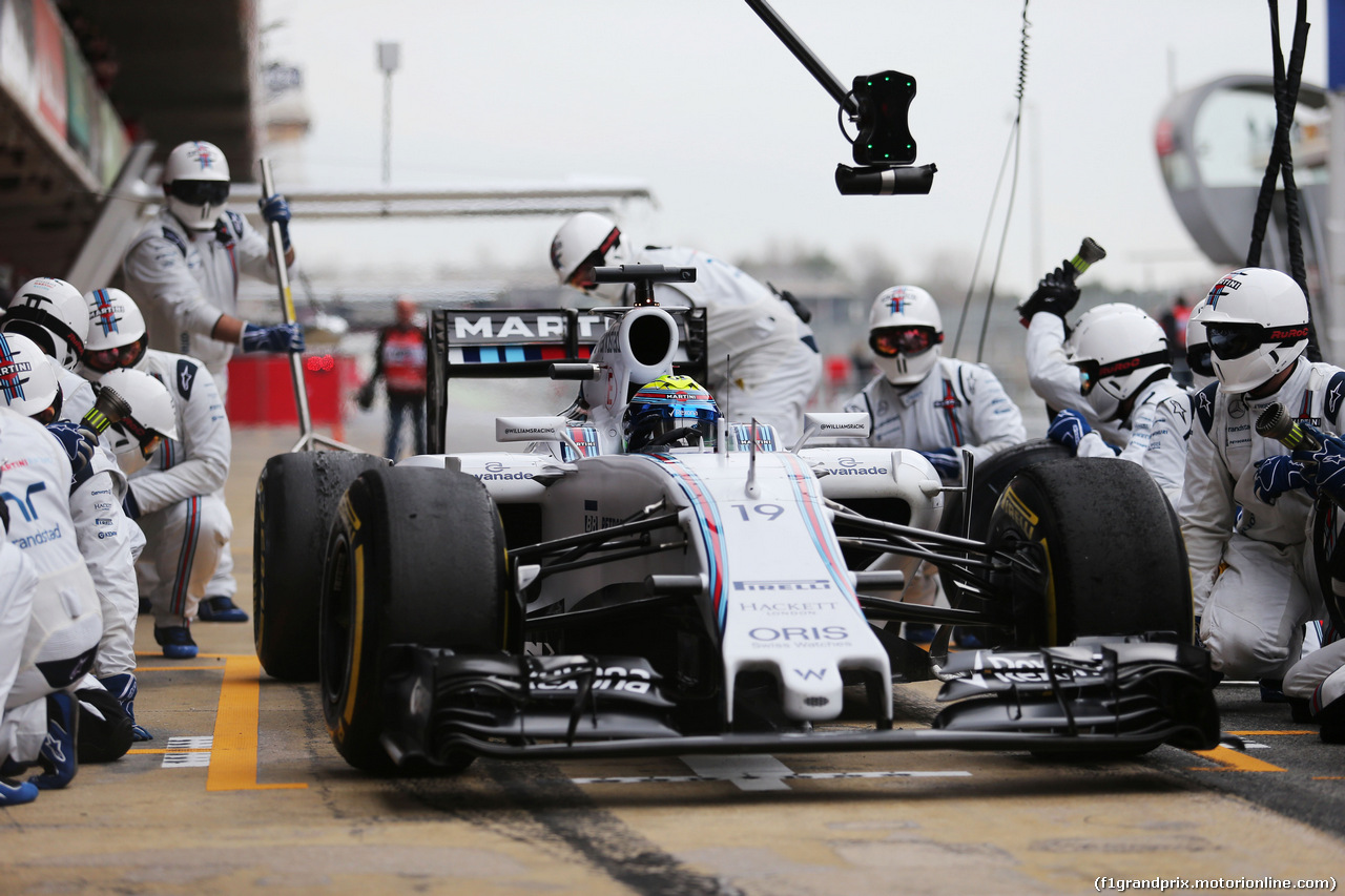 TEST F1 BARCELLONA 21 FEBBRAIO, Felipe Massa (BRA) Williams FW37 practices a pit stop.
21.02.2015.