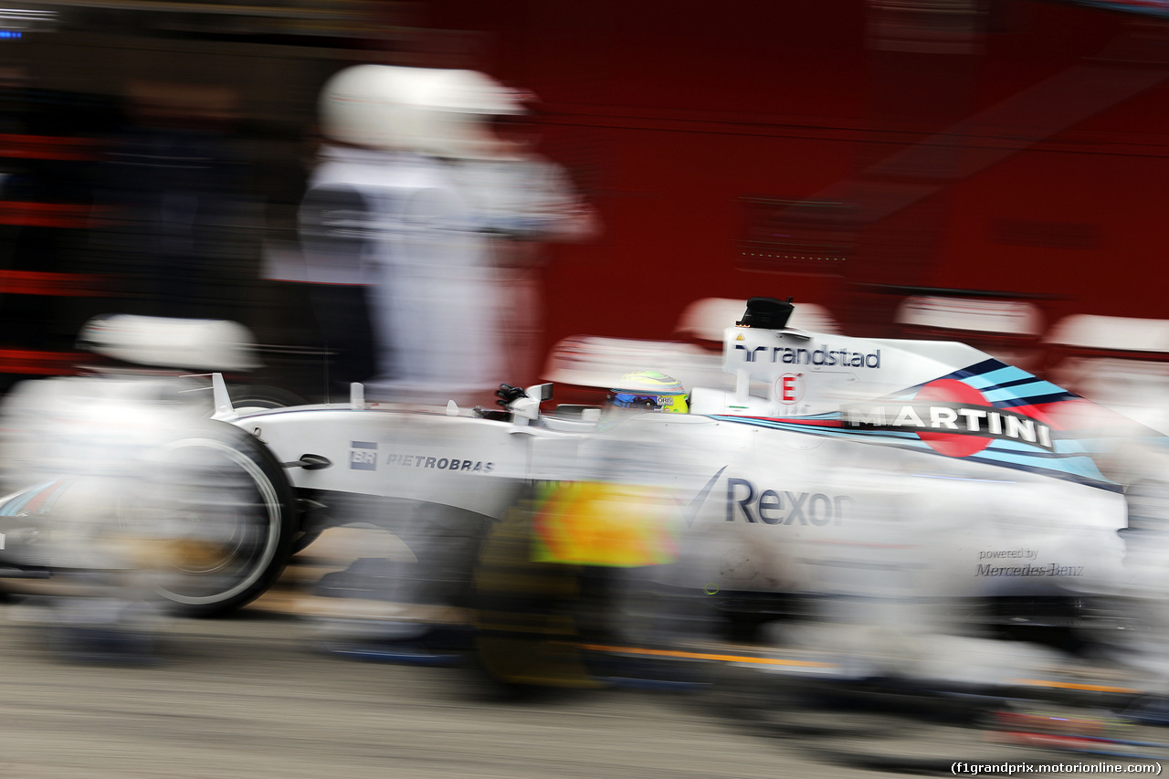 TEST F1 BARCELLONA 21 FEBBRAIO, Felipe Massa (BRA) Williams FW37 practices a pit stop.
21.02.2015.